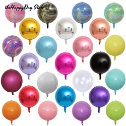 Globos de aluminio redondos 4D, 20/10 piezas, 10/18/22 pulgadas, metalizados, oro rosa, plata, 4D, Globos de aire de helio, Decoración de cumpleaños y boda