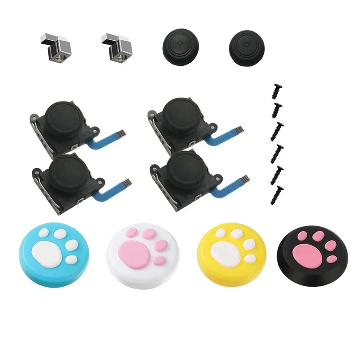 High-quality 18PCS Set 3D Analog Joystick Switch Lite Joycon Controller Joystick+Cute Joystick Cap Repair Accessories