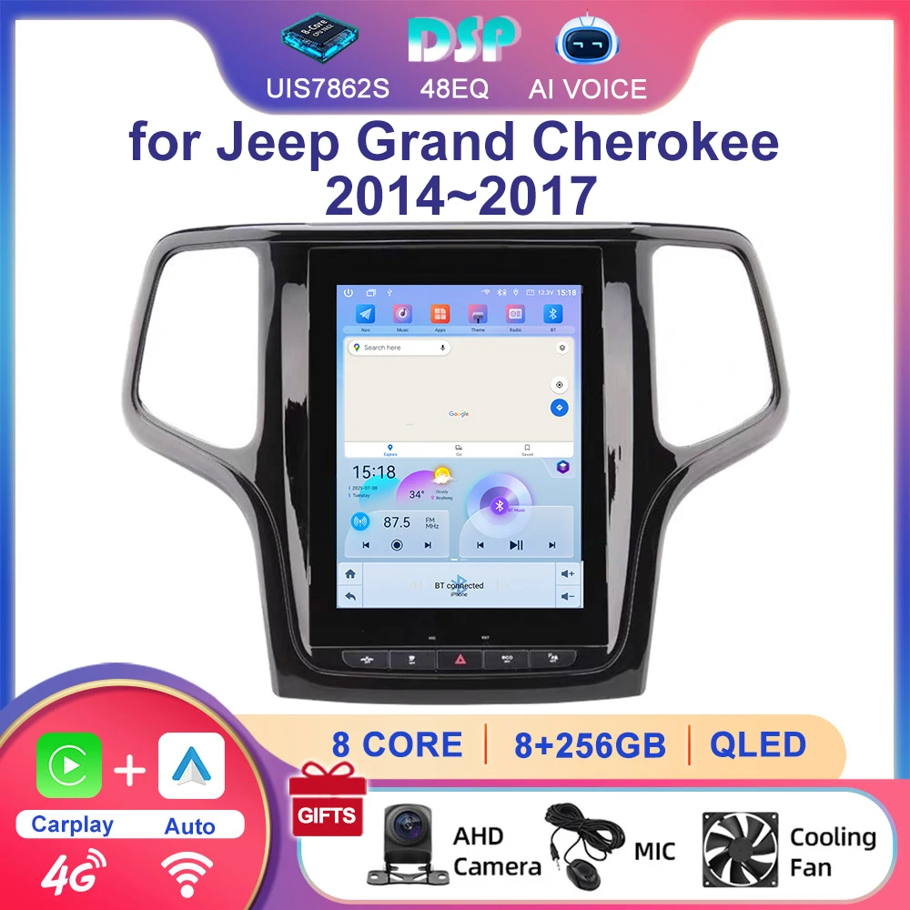 9.7-inch Car Radio Android Autoradio for Jeep Grand Cherokee 2014~2017 Wireless Carplay Android Auto HIFI WIFI GPS 4G Lte