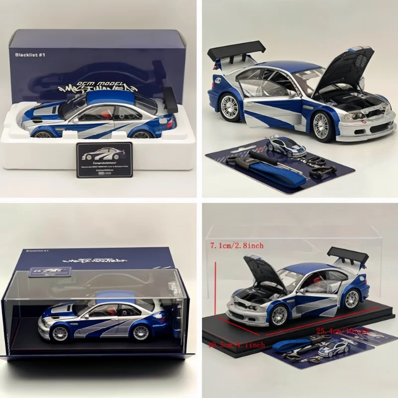 1:18 متوفر في المخزون M3 GTR E46 نموذج سيارة محاكاة مصغر مصنوع من خليط معدني، تمثال للكبار، لعبة للأولاد، هدية عيد ميلاد للأطفال