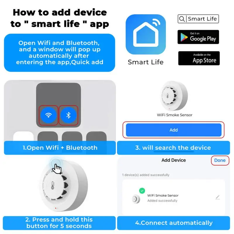 Tuya-Détecteur de fumée avec son progressif, alarme Wi-Fi Zigequation, capteur de fumée photoélectrique, fonctionne avec la sécurité du hub Tuya Zigbee, 80dB