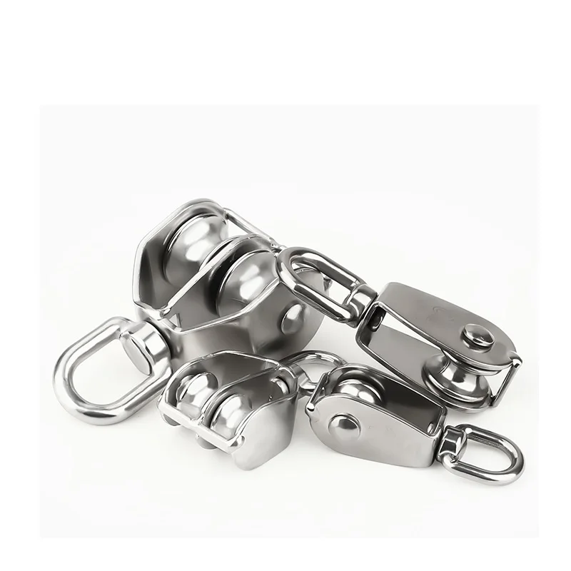 304 Stainless Steel Pulley M15 M20 M32 M50 M75 M100 Single Double Wheel Swivel Lifting Rope Pulley Set  Pulley Crown Block