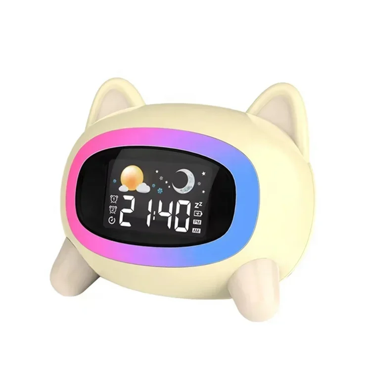 Despertador digital moderno para crianças, luz noturna, desenhos animados bonitos, decoração de casa, mesa, criança pequena, quarto, treinador do sono para crianças