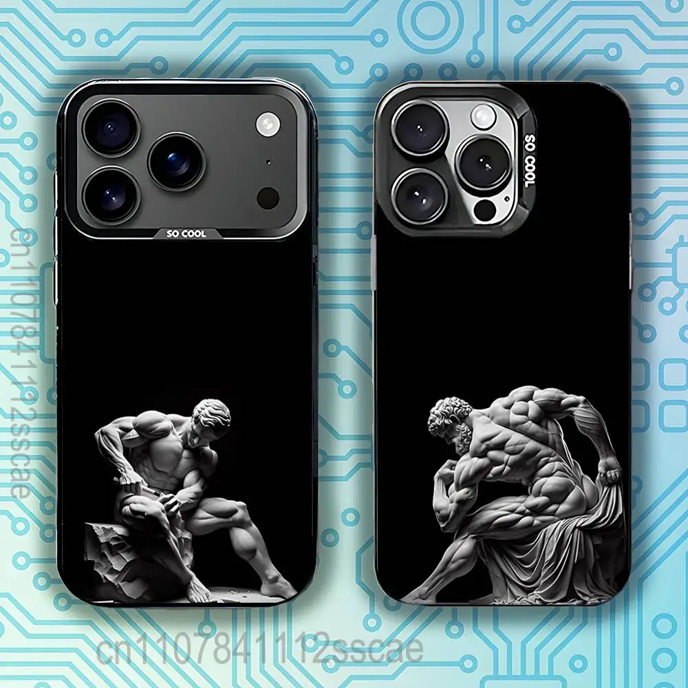 

Greek Statue art Fitness Muscles Black Phone Case Compatible with iPhone 17 16 15 14 13 12 11, Pro, Max, Plus, E, Air, Mini
