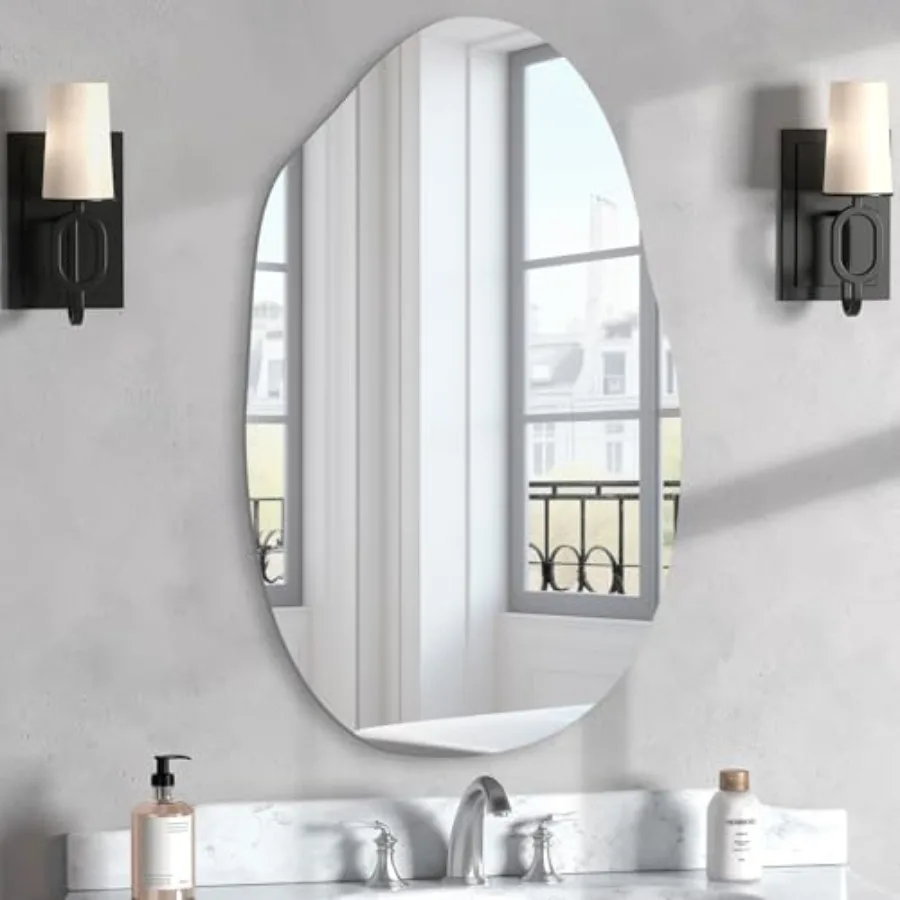 

Frameless Bathroom Mirror, 20 x 32 Inch Wall Vanity Mirror, Large Wall Mounted Mirrors for Bathroom, Living Room, Bedroom