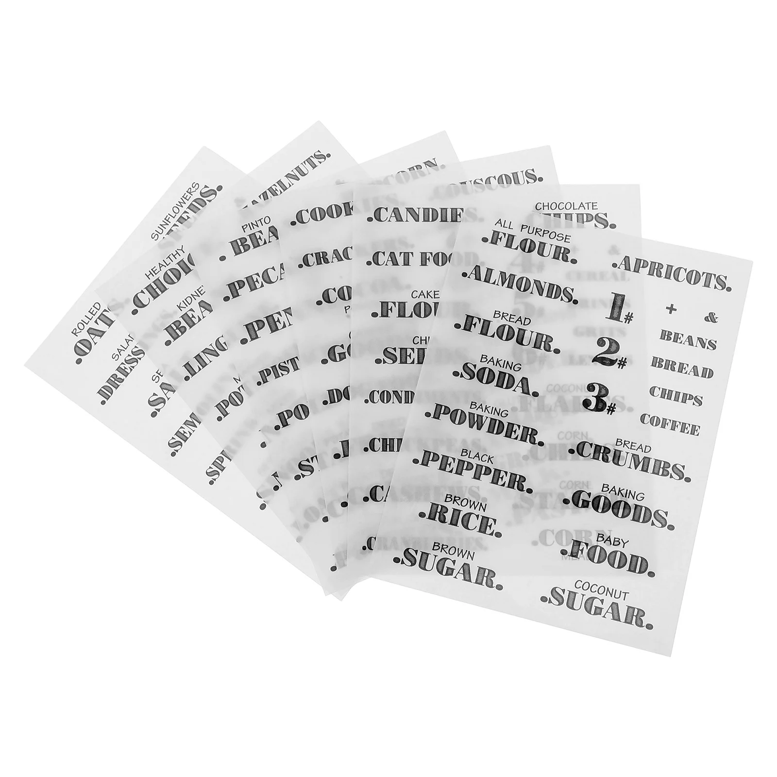 สติกเกอร์กันน้ำใสสำหรับห้องครัว 6 แผ่น ป้ายติดภาชนะใส่เครื่องเทศ ของแห้ง และอุปกรณ์อบขนม