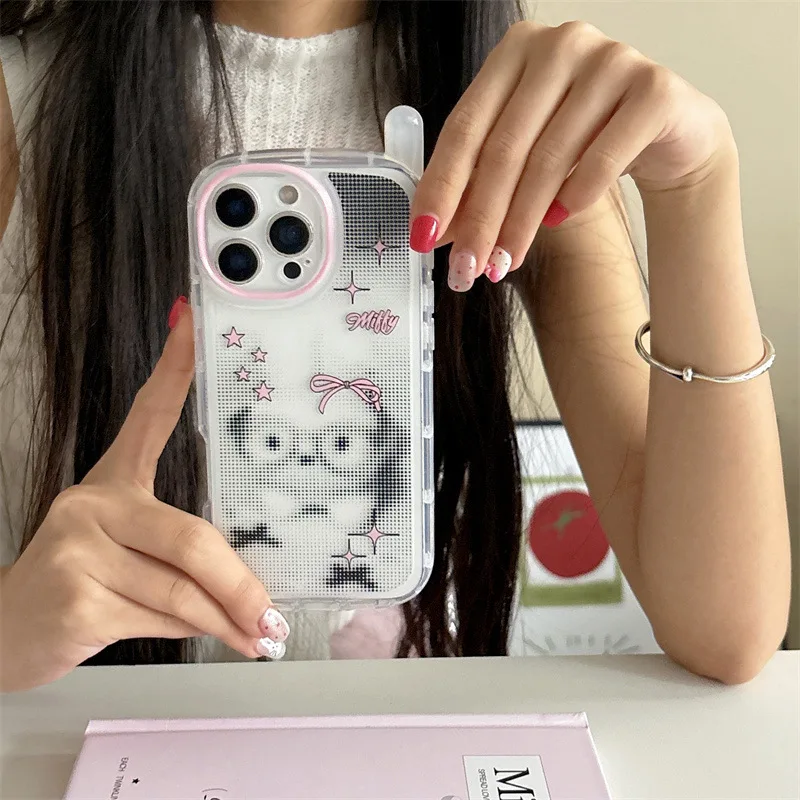 ريترو بكسل الوردي القوس جرو نظارات الكلب الفن جراب هاتف آيفون 16 15 14 برو ماكس حافظة لطيف الحلو الكرتون للصدمات غطاء ناعم