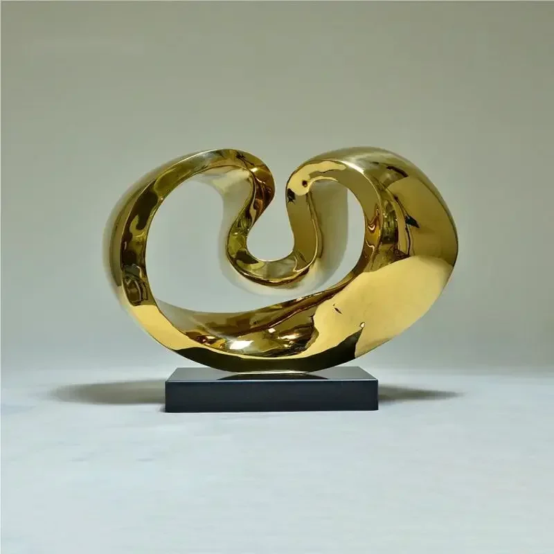 Hotel lobby hall abstract electroplated gold sculpture artwork sales office office desktop stainless steel ornaments