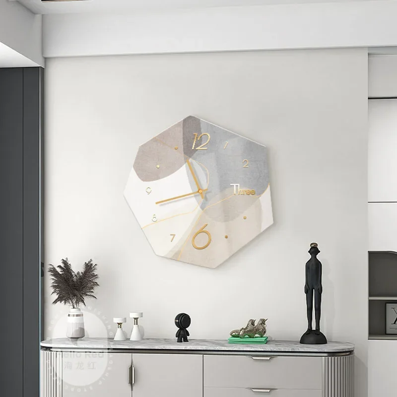 Unique Geometric Wall Clock Scandinavian Modern Silent Non Ticking Quartz Clock for Living Room Home Decor
