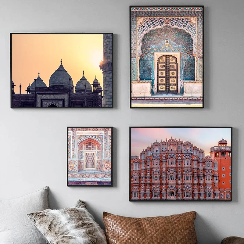 India City Gallery Wall Canvas Painting Taj Mahal Print Photography Wall Art Pictures Architecture Poster Nordic Home Decor