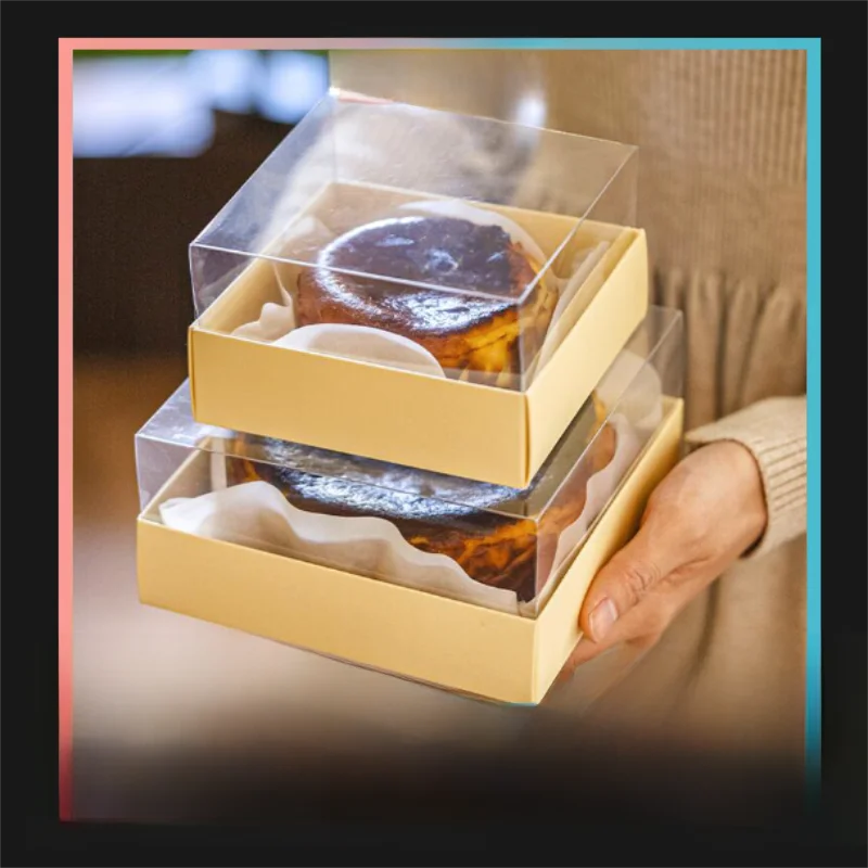 

Transparent Cake Box 4 Inch 6 Inch Basque Cheese Cake Paaging Box French Sponge Cake Pastry Dert Light Cheese Paaging Box