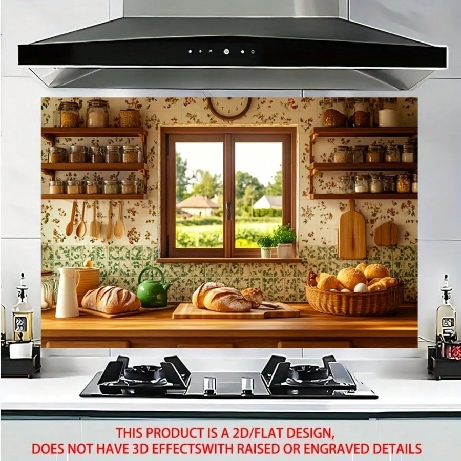 Country Style 2D Flat PVC Wall Sticker Self Adhesive Decal Vintage Decor Waterproof Art Mural for Kitchen, Tea Room, Farmhouse
