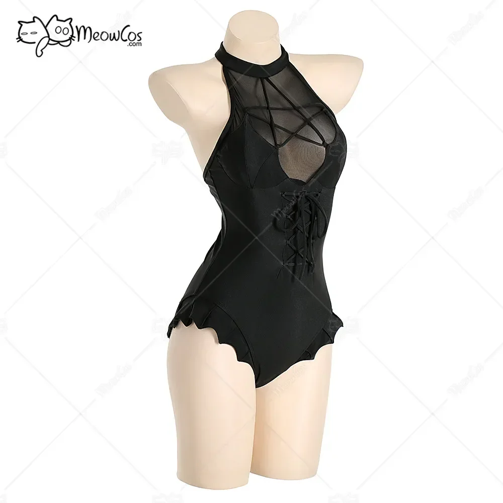 Us Stock Meowcos Women Swimsuits for Women Bat Style Bathing Suit Front Crossover Tummy Control One-piece Swimwear with Gloves view 2