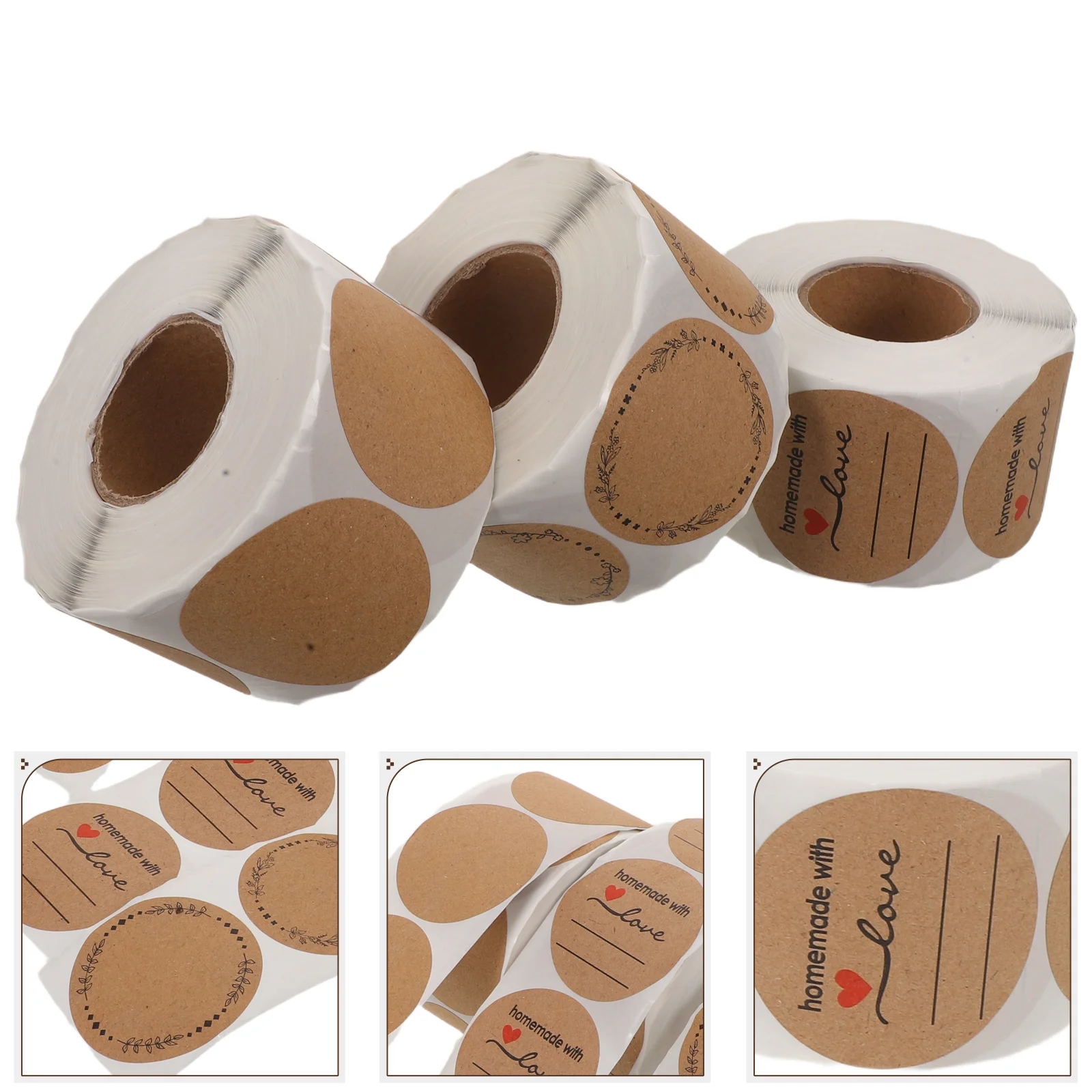 3 szt. okrągłe naklejki samoprzylepne 8,5 cm w rolce, puste etykiety okrągłe do pakowania, wysyłki i opakowywania