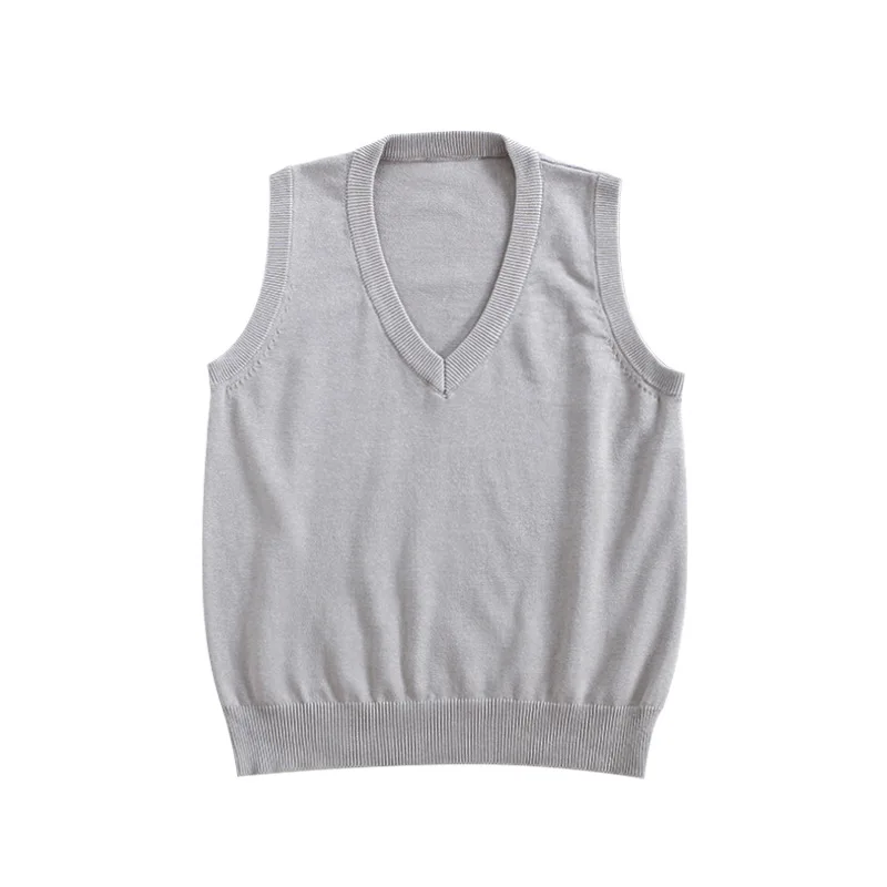 Sezione base Pullover con scollo a V Gilet maglione Jk Uniforme scolastica Gilet in cotone Tinta unita Maglieria studentessa