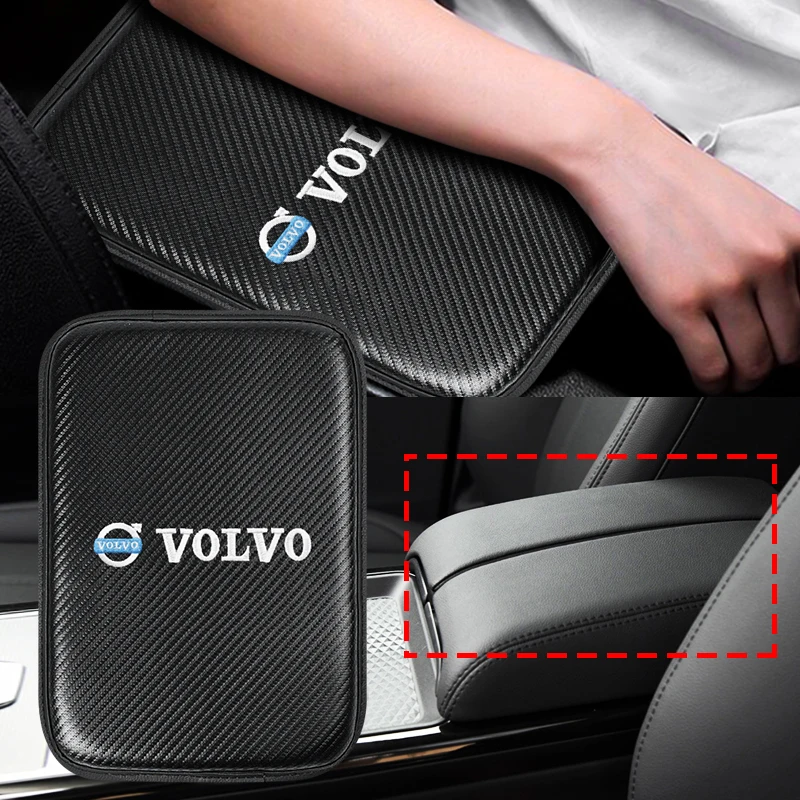 Car Center Leather Console Box Pad Protector Universal Armrest Pad Cover Non-slip For Volvo XC90 XC60 C30 T6 S60 C70 XC40 V40