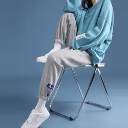 Pantalones de chándal grises que combinan con todo para mujer, pantalón informal Unisex de cintura alta, primavera y otoño, 2023