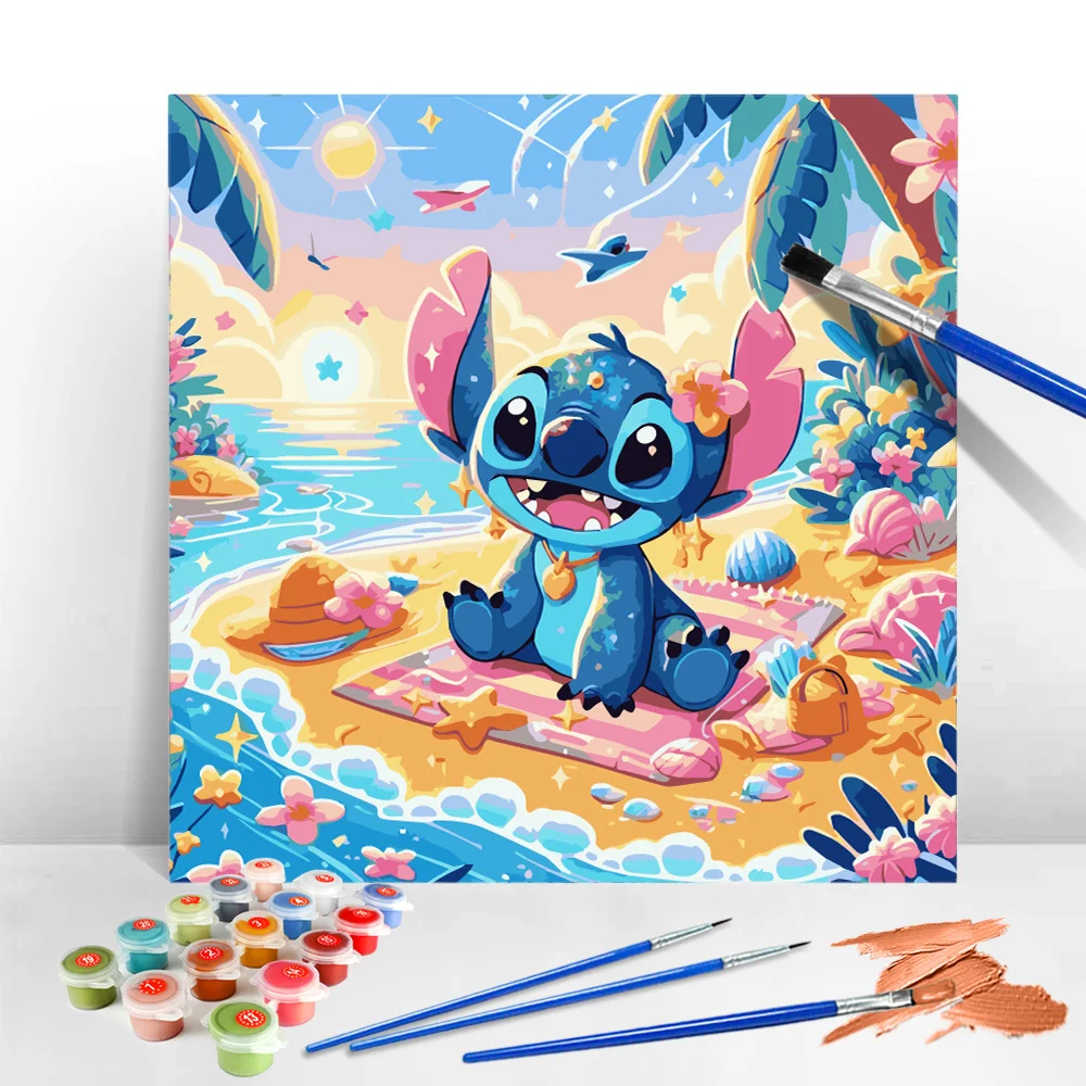 DIY Art Acrylic Paint By Number Adult Kit Handicraft Painting By Numbers Cartoon Lilo And Stitch Drawing On Canvas Holiday Gifts