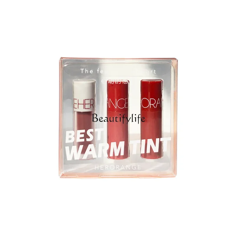 Mini Three Pieces Matte Lip Gloss Daily White Cold Tone Lip Glaze Set Box