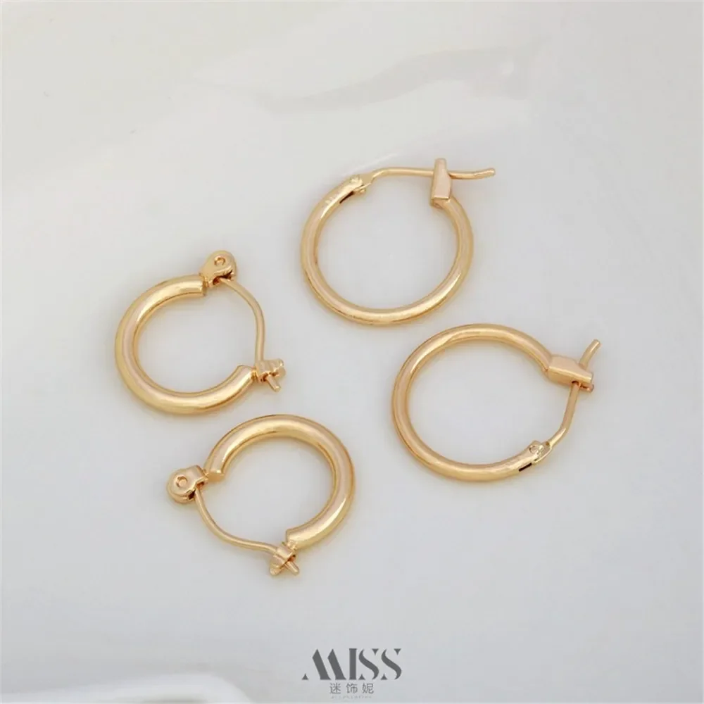 14K Gold European and American Style Earrings with Thick Circles, DIY Handmade Ear Hooks, Earrings, 18K Ear Accessories
