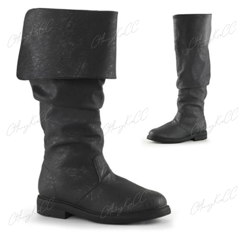 Botas de pirata Medieval para hombre, botas nórdicas de Rapp Vikingo, zapatos góticos Steampunk Retro renacentistas, ropa Robin, cuero, Haddock