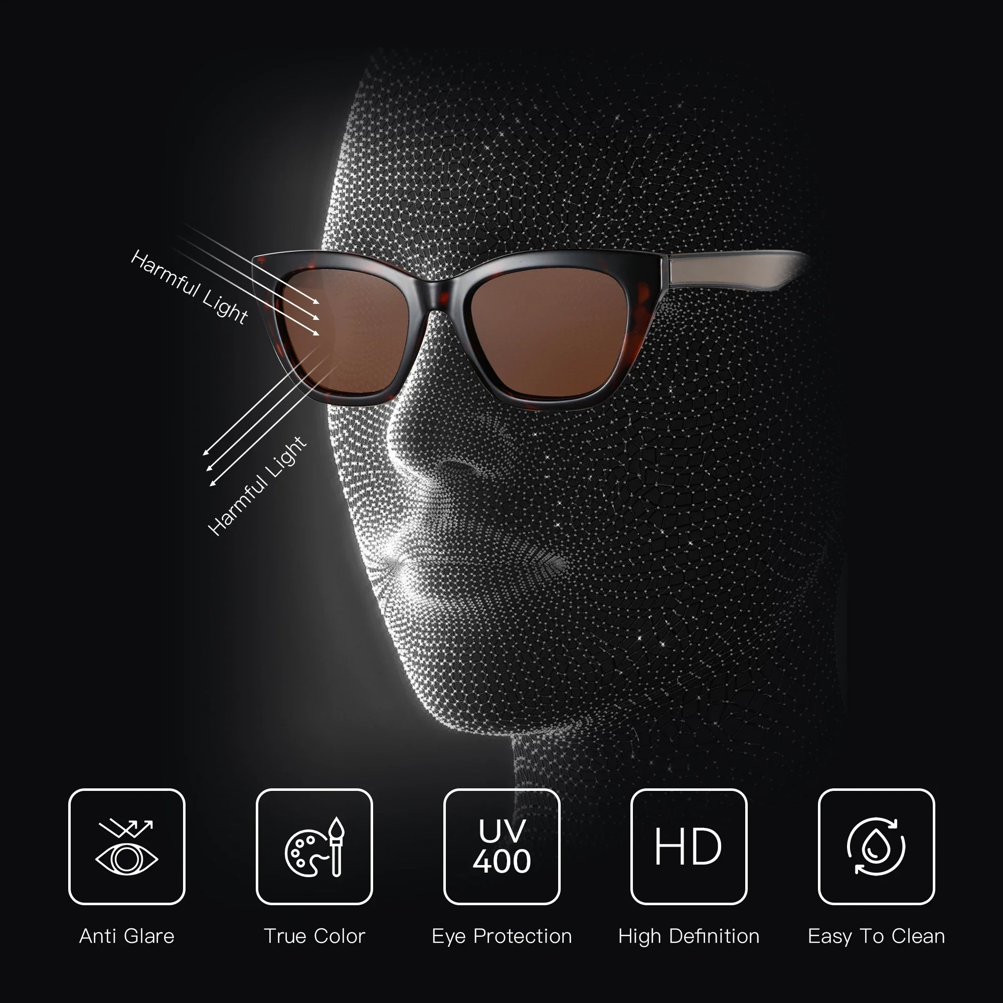 ZENOTTIC Quadratische polarisierte Sonnenbrille 2025, modische Damen-Sonnenbrille mit dickem Rahmen, UV400-Schutz, für Damen, Einkaufen, GIF – Detail 7