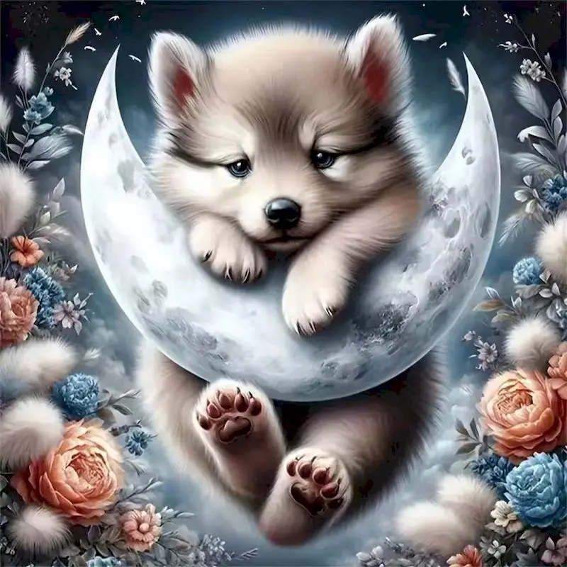 

GATYZTORY Diamond Embroidery Dog Cross Stitch Diamond Painting Animal Mosaic Winter Rhinestone Kit Handmade Gift