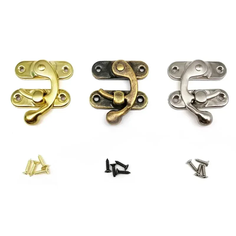 Handbag Suitcase Hasp Hook Lock Closure Jewelry Chest Wooden Box Toggle Latch with Screw 3 Sizes Colors