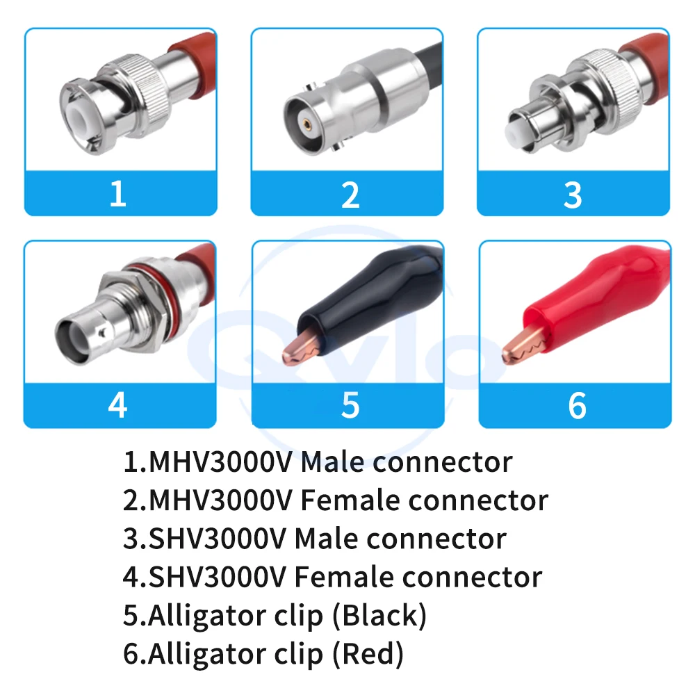 (1 pcs) MHV3000 SHV5000V High Voltage Head Crocodile Clips 3KV 5KV Male and Female Connectors RG142 Coaxial Test Cable