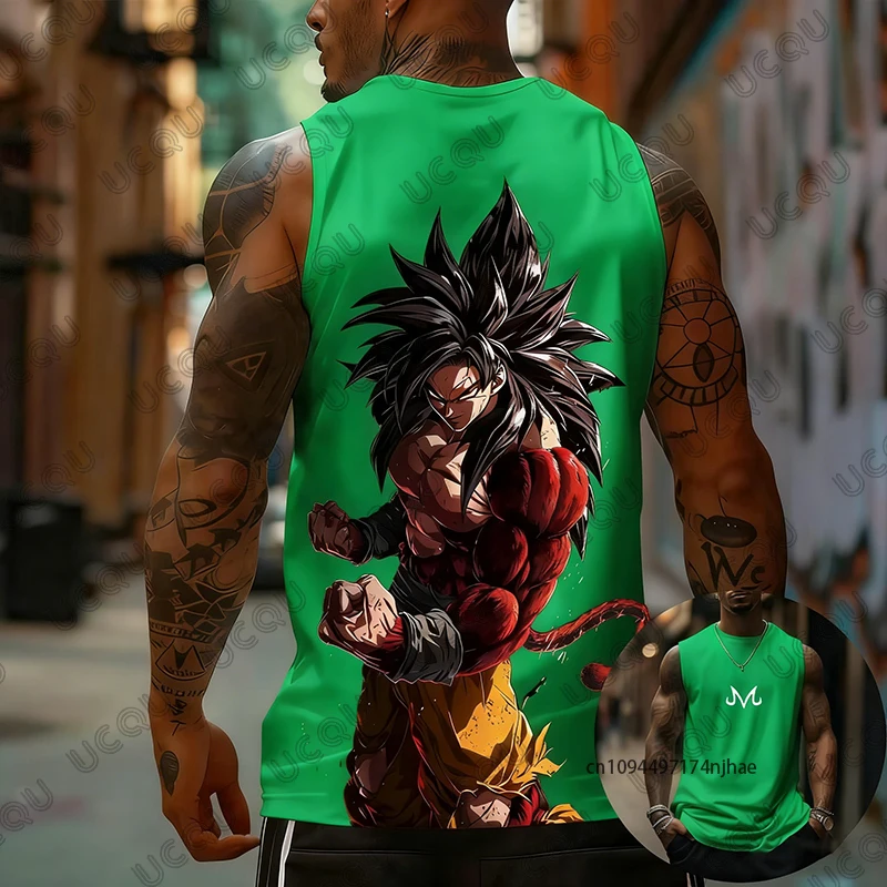 Dragon Ball Anime Son Goku Super Saiyan Print Sleeveless T-shirt For Men Summer Sports Fitness Vest Tank Top Casual Unisex Tops - Image 6