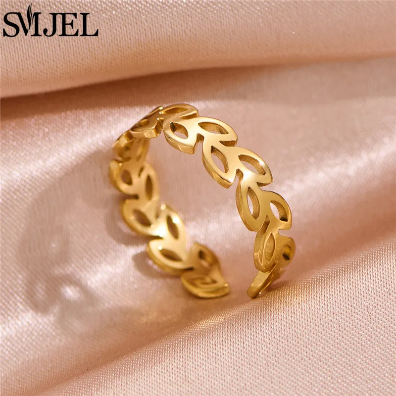 Stainless Steel Irregular Leaves Finger Open Rings for Women Botanical Girls Knuckle Leaf Ring Wedding Party Jewelry Wholesale