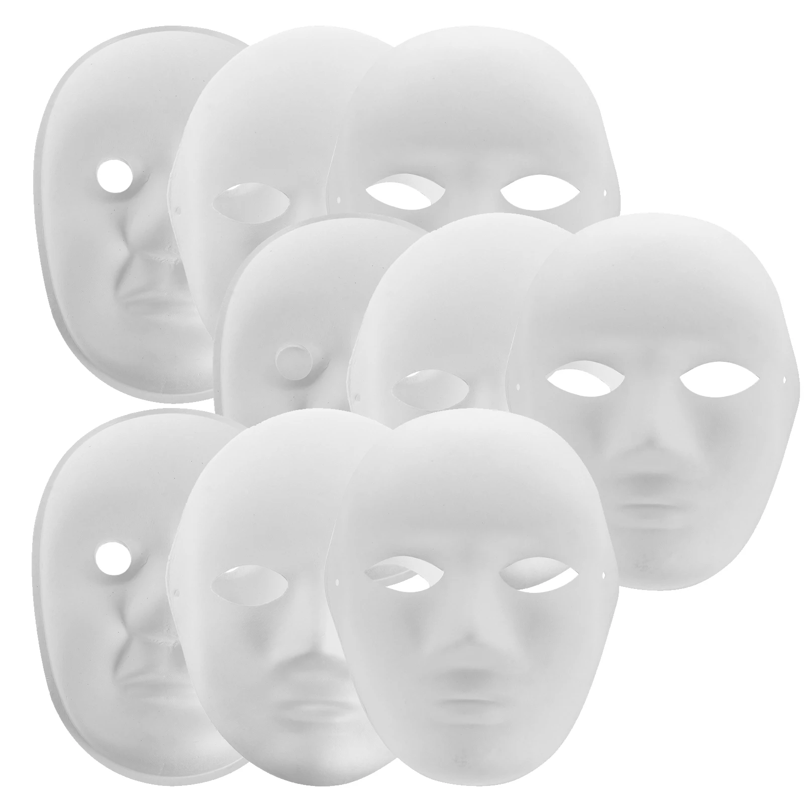 

9 Pcs Hand Painted Mask Blank White DIY Paper Masks for Dance Party Prom Craft Paintable Masquerade Cosplay Accessories School