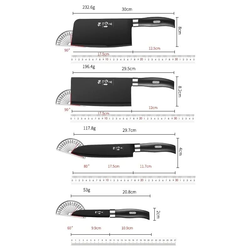 High quality Black Steel Knife set Home multi-functional sharp Bone cutting knife, chef\'s slicing knife, kitchen accessories