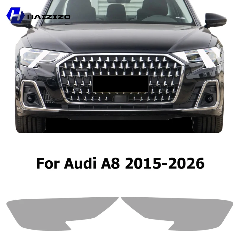 

For Audi A8 2015-2026 Smoke Black TPU Headlight Protection Film Anti-Scratch & UV Resistant Easy Install Vinyl Wrap PPF refit