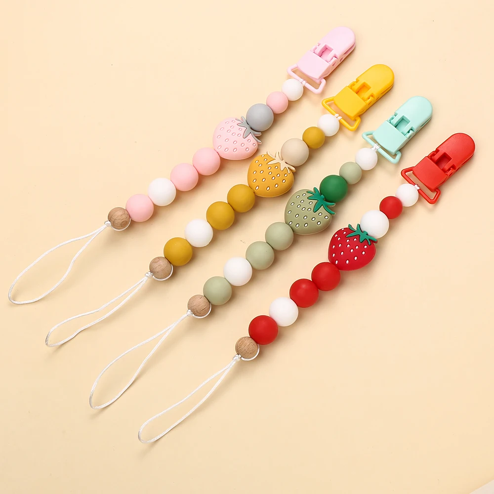 Baby Pacifier Clip Nipple Chain Colourful firut Beads Dummy Clip Baby Soother Holder BPA Free for Teether Nipples Dental Care