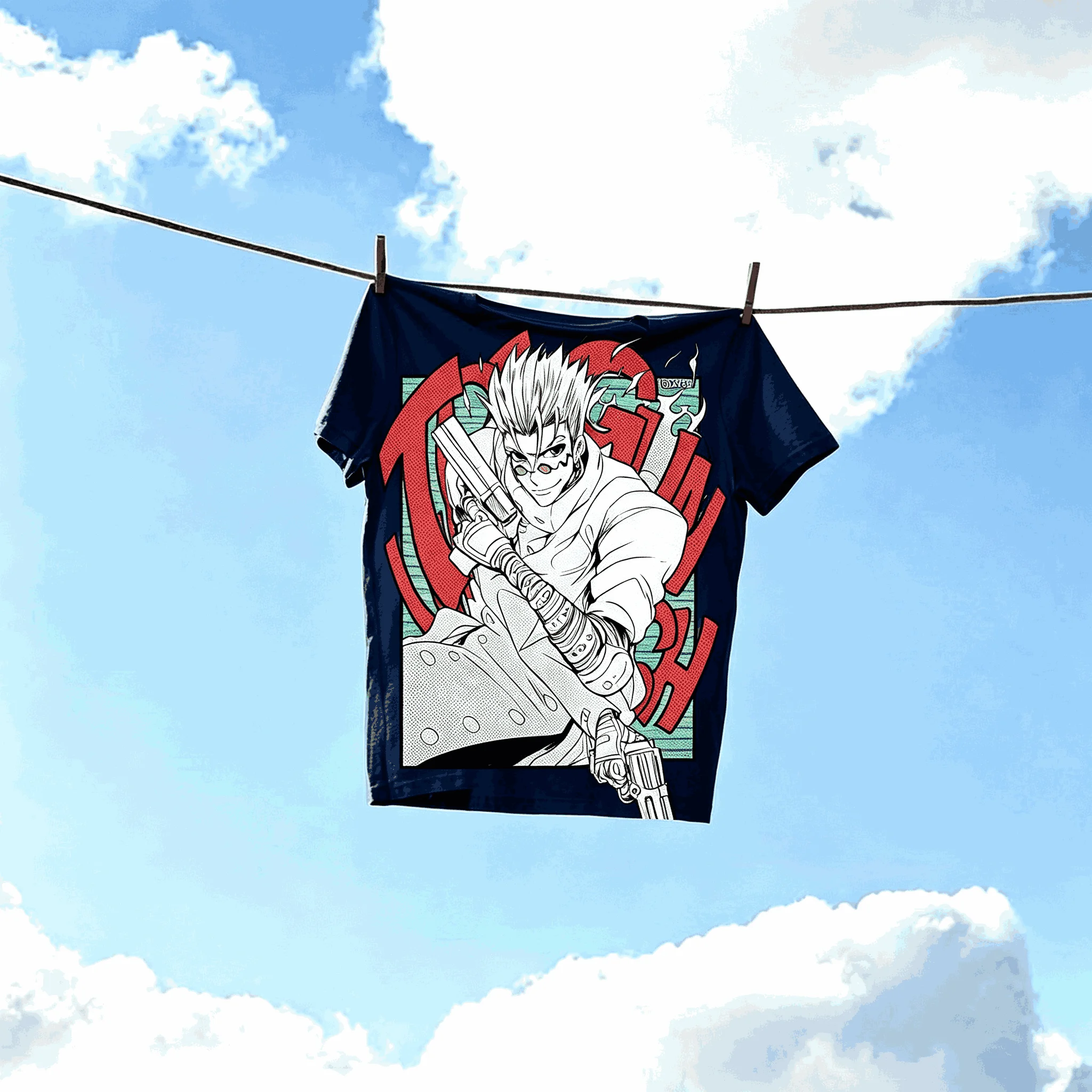 Trigun Oversized Unisex T-shirt Printed Cotton Neutral O-Neck Short Sleeve Vintage Loose Y2k Short Sleeves Classic Breathable
