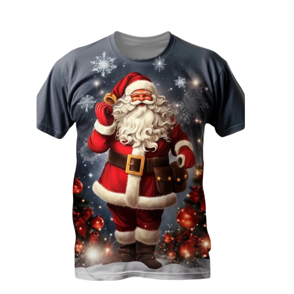 Men\'s T-Shirts Christmas Holiday Shirt 3D Printed T-Shirt Short Sleeve Christmas Party Clothes Casual Santa Men\'s Clothing 2024