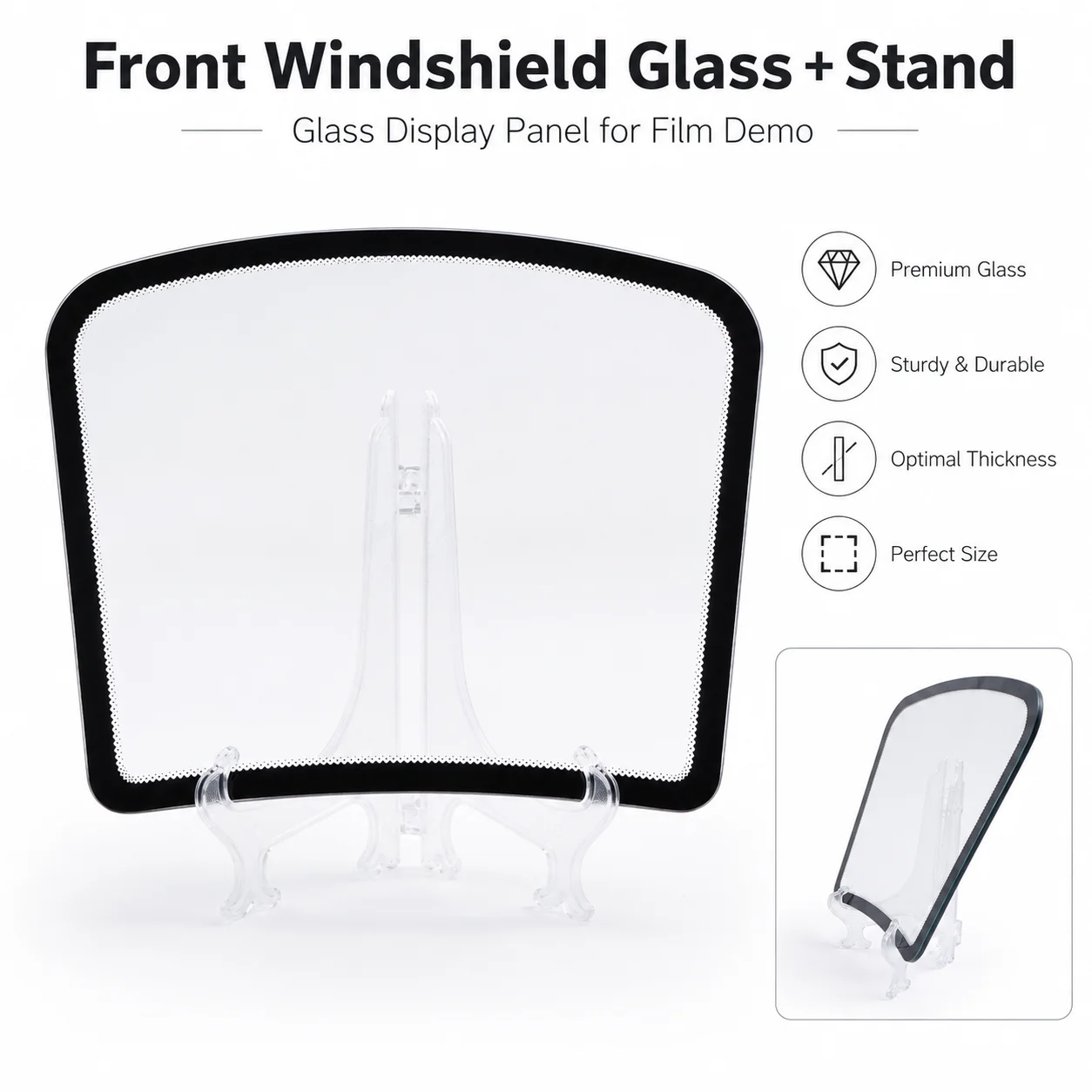 KUNAISI Front Windshield Glass Display Model with Stand for Car Window Tint Solar Film Heat Insulation Coating Demonstration