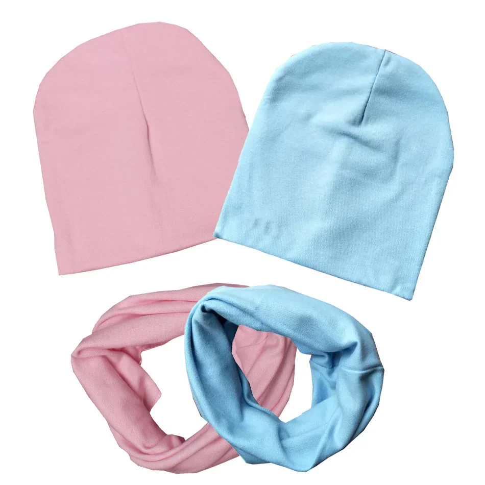 2 Pcs Baby Hat Scarf Set Solid Color Kids Beanie Cap Warm Boy Girl Spring Autumn Winter Hats Infant Toddler Bonnet Accessories