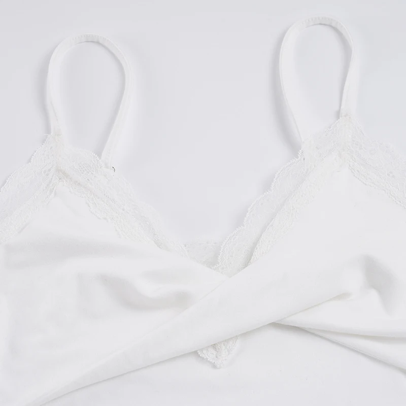 SUCHCUTE Coquette Spitzen-Cami-Top mit V-Ausschnitt und Twist-Front, Spaghettiträger, schmal geschnittenes Camisole, Y2K, ärmelloses Tanktop für den Alltag, lässig, Sommer, Neu – Detail 6