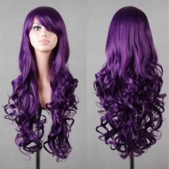 Fashion Long Assorted Color Harajuku Fluffy Wavy Synthetic Cosplay Wig Hair