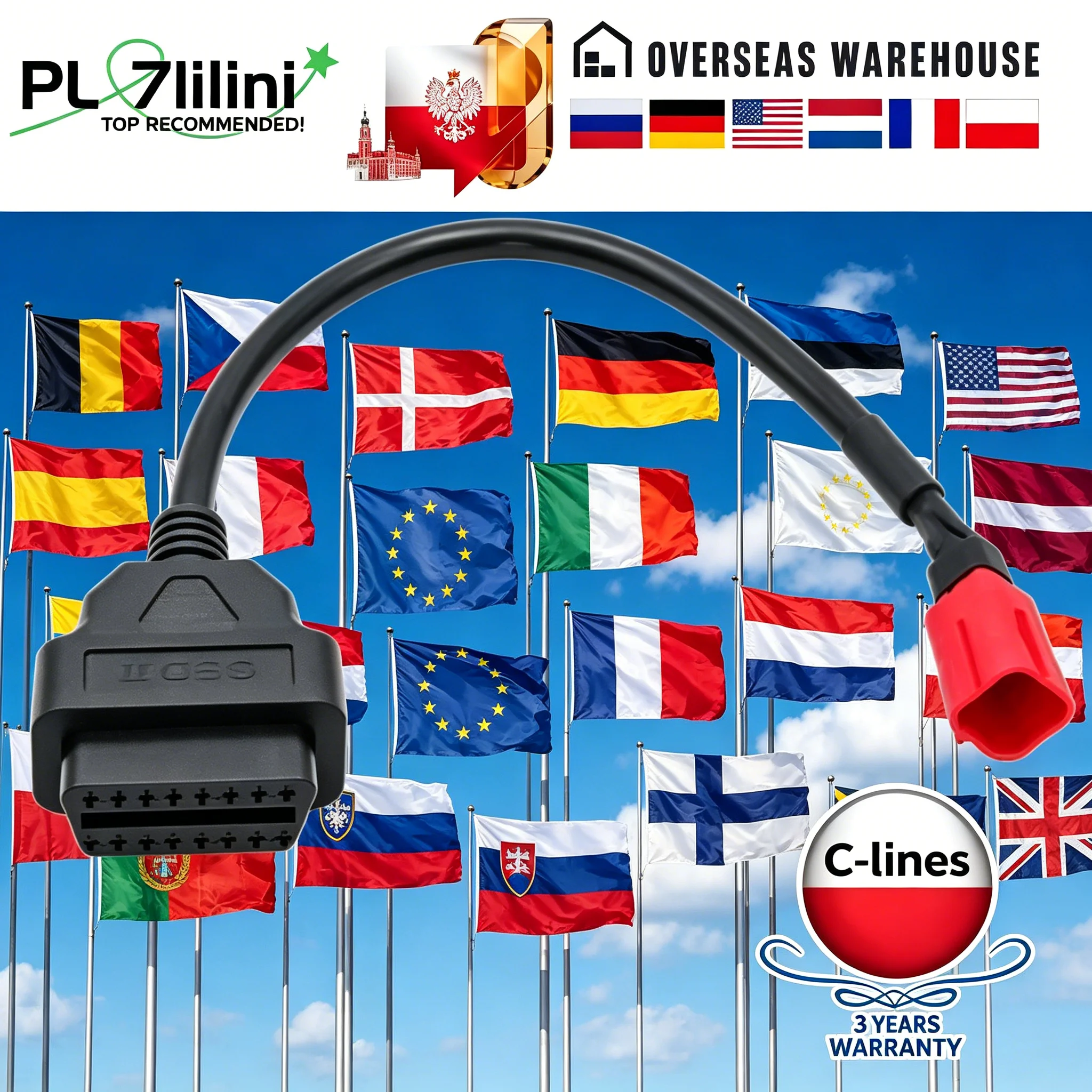 

2026 NEW 7lilini Oscam Polska Slovakia Cable Clines Red Europe Poland Germany 4k Connector Indoor Outdoor Europe Plug Cable