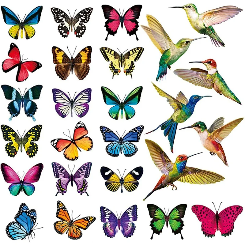 26 Pcs Bird Butterfly Window Clings Anti-Collision Window Static Stickers Decor Non-Adhesive Decals