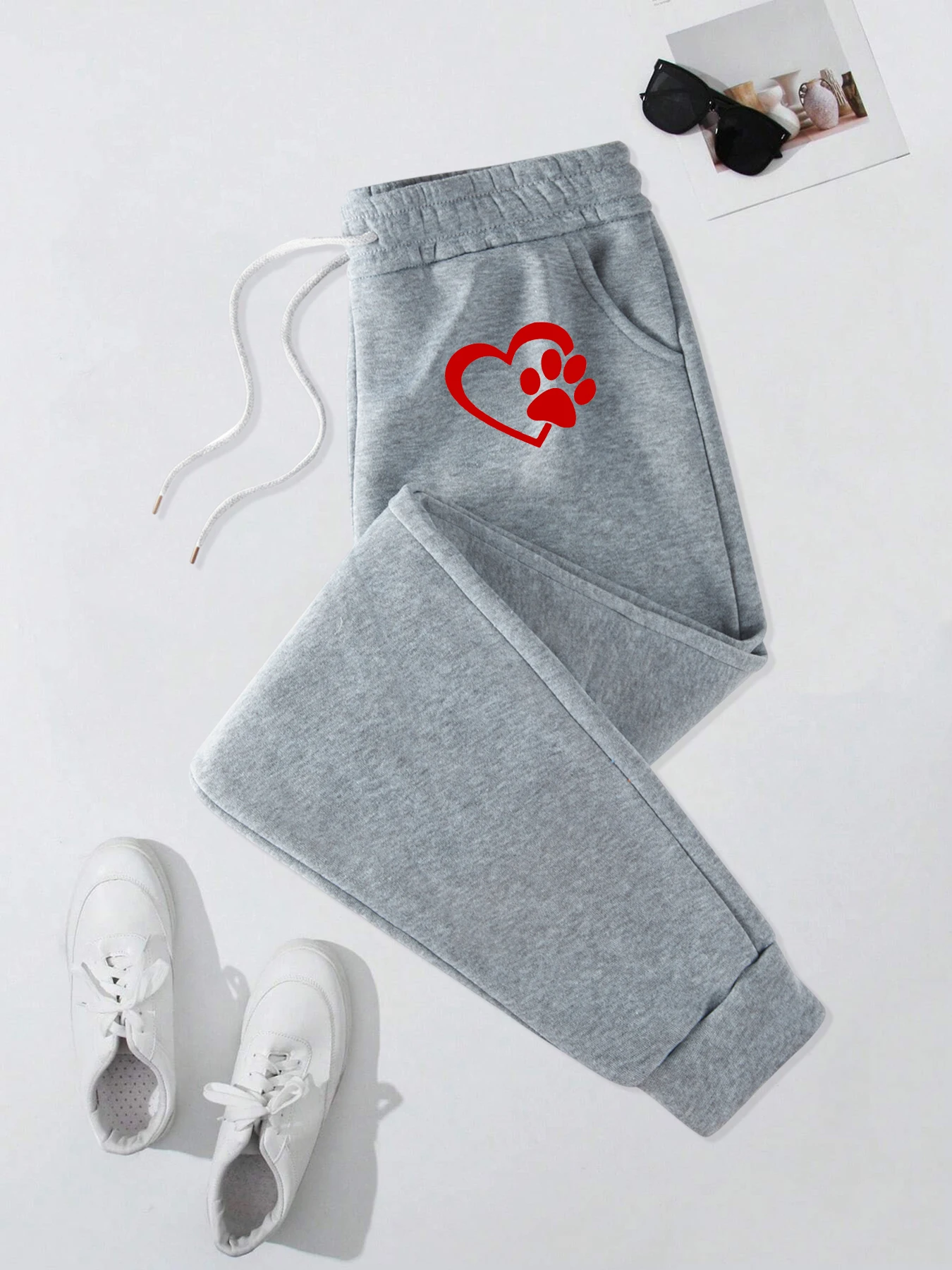 

Heart Shaped With Cat Claw Printing Men Pants Casual Multicolor Sweatpants Autumn Fashion Sweatpant Warm Fleece Joggers Pant