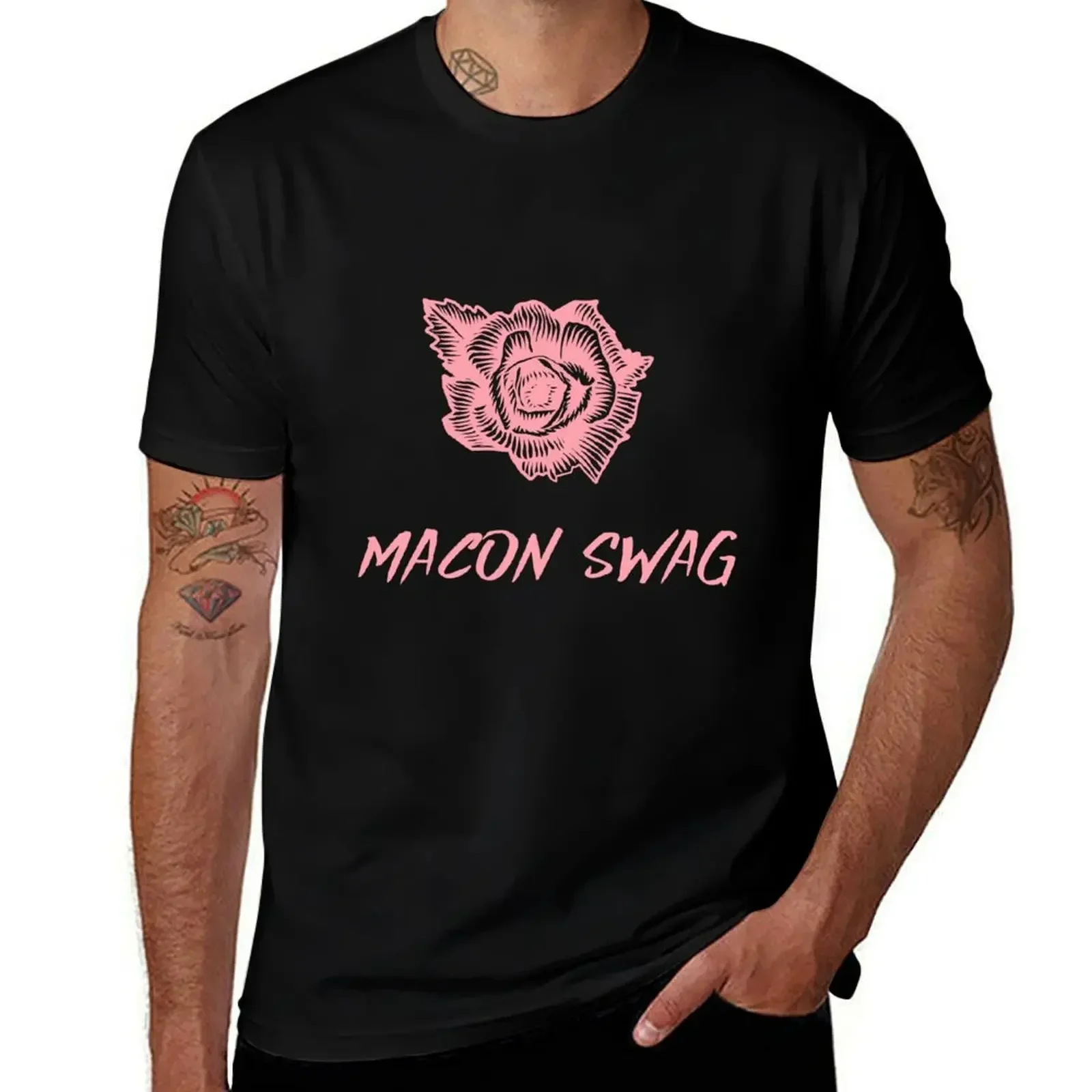 

Футболка с логотипом Macon Swag (темная) эстетическая одежда, винтажная футболка с рисунком, синие арховные мужские футболки с чемпионами