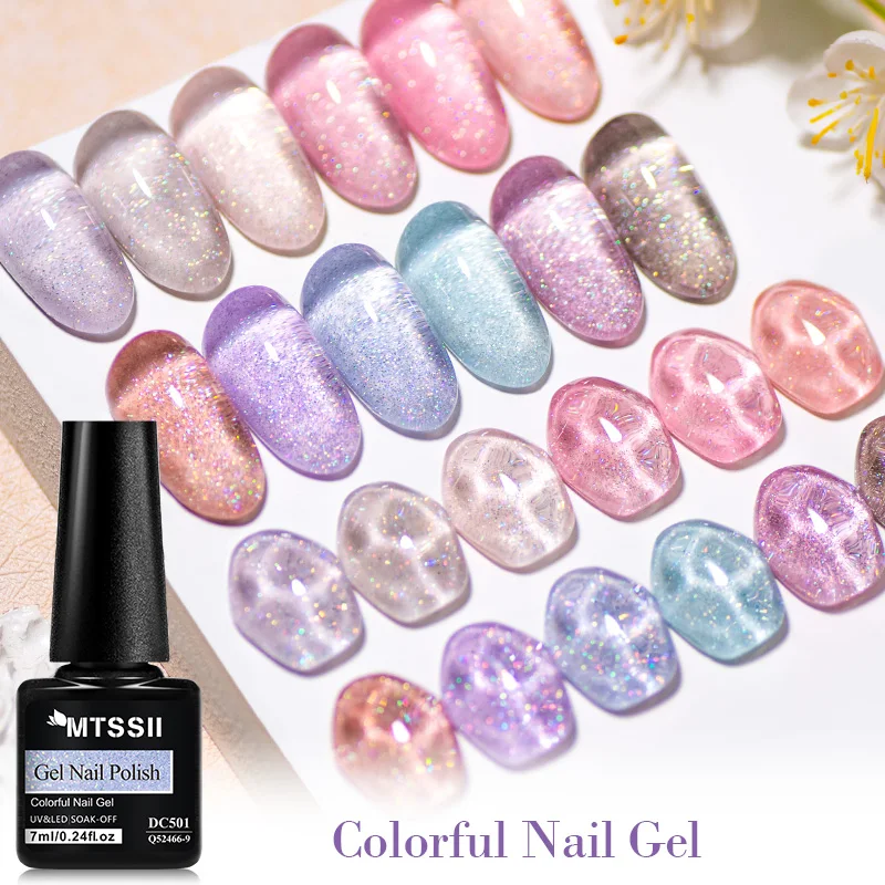 7ml Shimmer Glitter Gel Nail Polish Sparkling Glitter Semi Permanant Soak Off UV LED Gel Varnish For Manicure Nails Art DIY