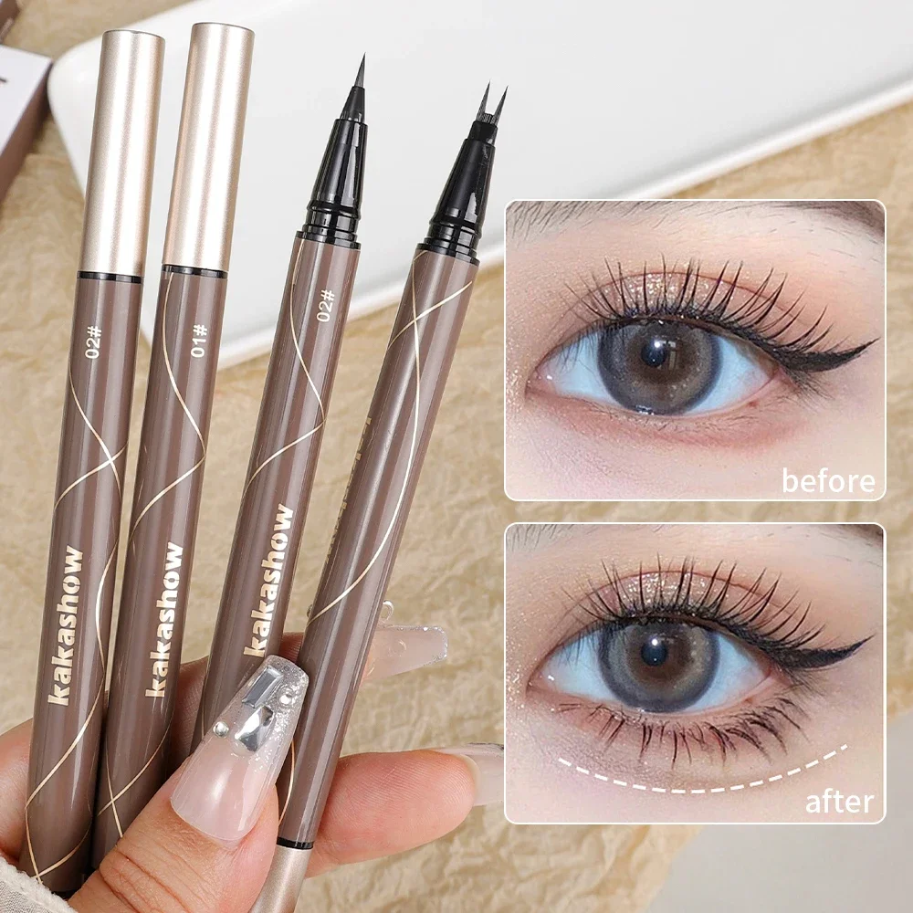 Wasserdichte schnell trocknende schwarz braune flüssige Eyeliner untere Wimpern Bleistift Make-up Doppelkopf ultra dünne Augenbrauen Stift Augen Kosmetik