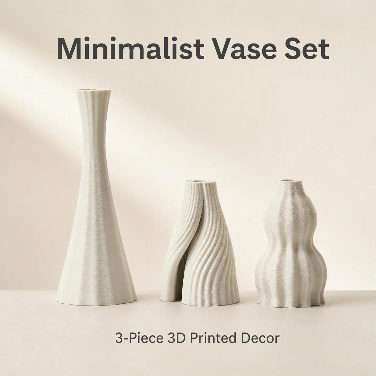 3-Piece Matte Multicolor 3D Printed Vase Set, Irregular Textured Decorative Vases, Perfect for Nordic Home Decor, Entryway Table