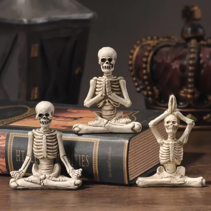 Modern Small Resin Animal 3D Halloween Skull Pumpkin American Lighted Tabletop Props Festive Entrance Cross-Border Party Room