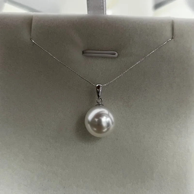 Charming 12-13mm Sea White Pearls Pendant 925 Sterling Silver Chain for Wedding Women Girls Jewelry Gifts Pendants